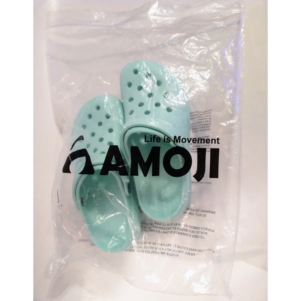Amoji Garden Clogs Unisex Youth W-10 M-8 Mint Blue Sandals Casual Slip On Shoes
